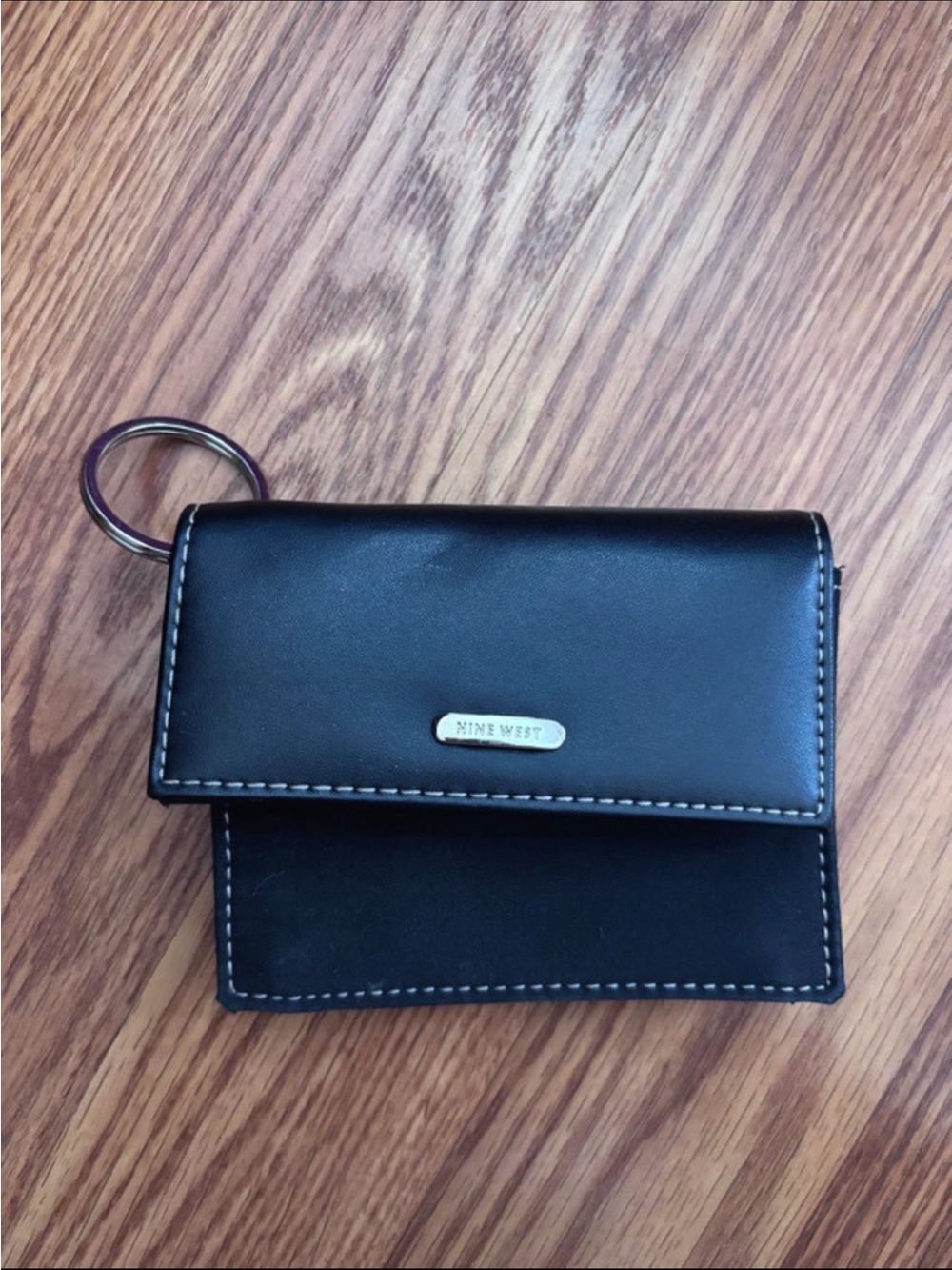 Nine West Black Leather Key Case with Gold Accent